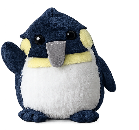 手を振るぺろりのペンギンキャラクター
